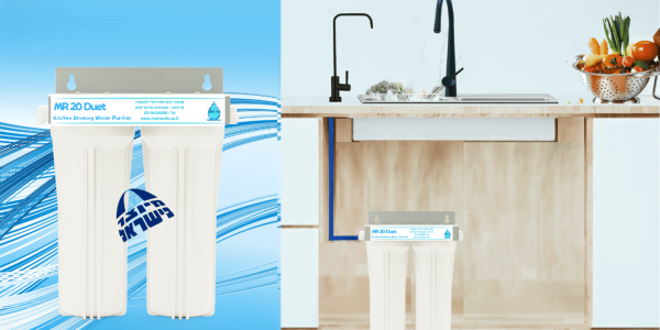 MR-20 Duet מטהר מים תת כיורי למטבח הכולל 2 סנני פחם וברזון מזיגה נירוסטה