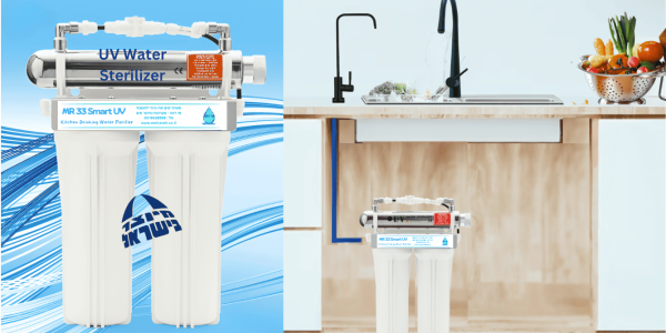 מטהר מים תת כיורי למטבח MR-33 Smart UV הכולל 2 סנני פחם נורת UV ו-